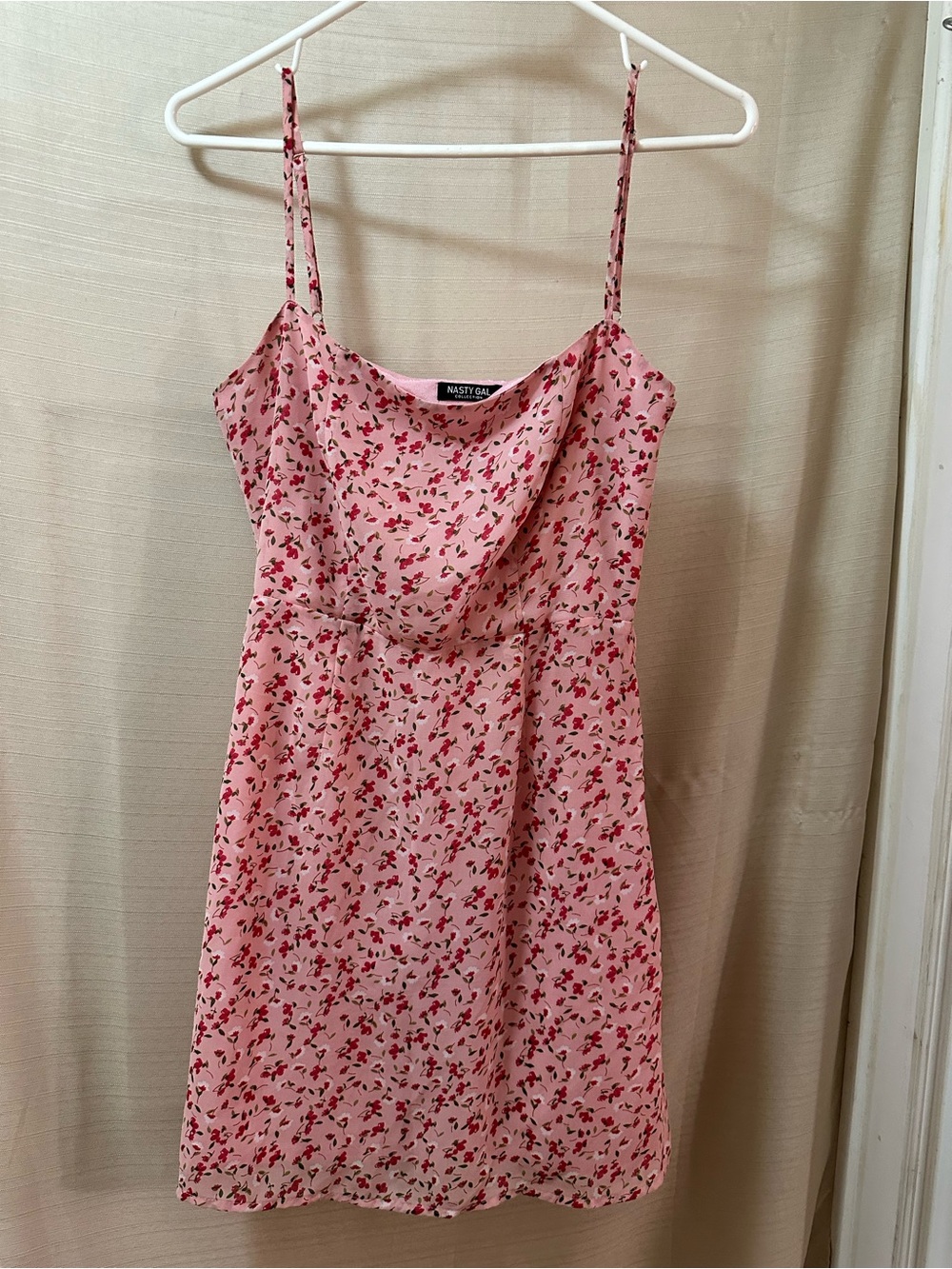 Nasty Gal Pink Floral Square Neck Mini Dress Adjustable Straps Size 6 Romantic